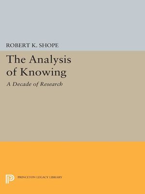 cover image of The Analysis of Knowing